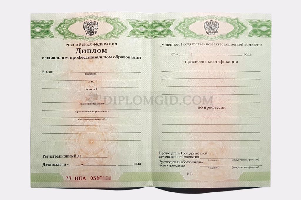 диплом о начальном профессиональном образовании кассира